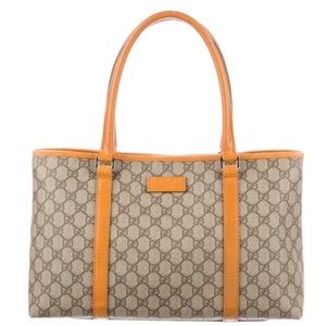 Gucci Beige and Orange Patterned Shoulder Bag